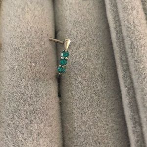 Silver and teal nose ring